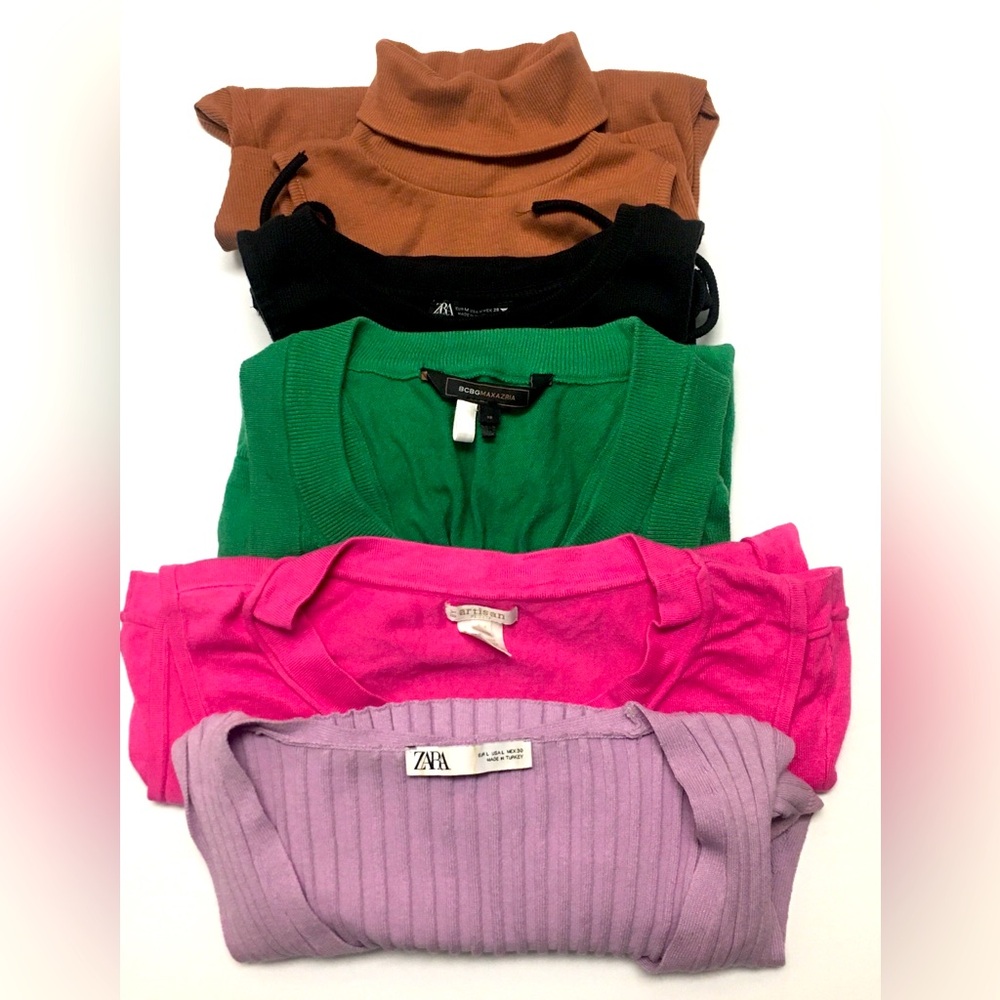Zara Knit Sleeveless Tops Medium Zara BCBG Artisan Pink Green Bundle of 5 Tops